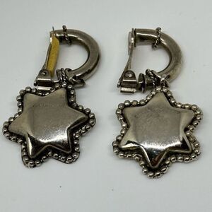Vintage Star Clip Earrings Silver Tone‎ Western Theme